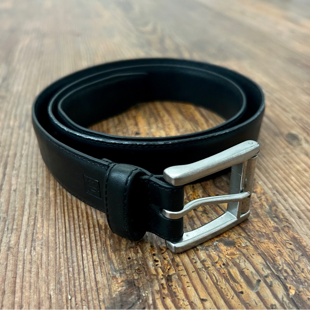Polo Ralph Lauren Black Full Grain Leather Dress Belt 34 Silver Buckle Formal